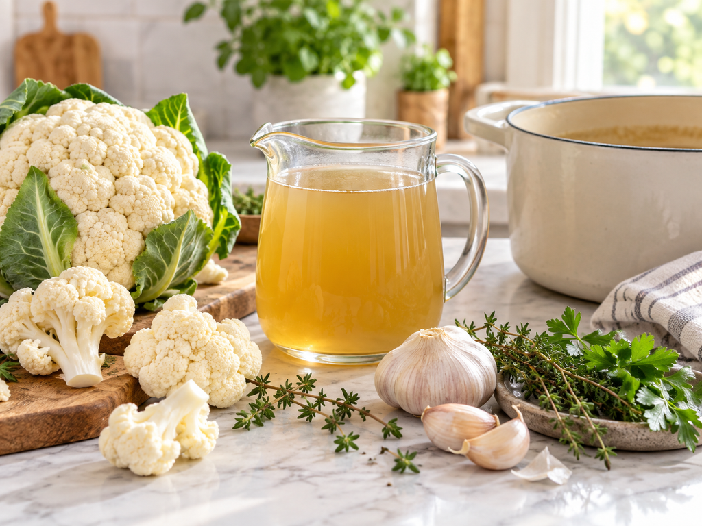 Chicken broth used for creamy keto cauliflower soup