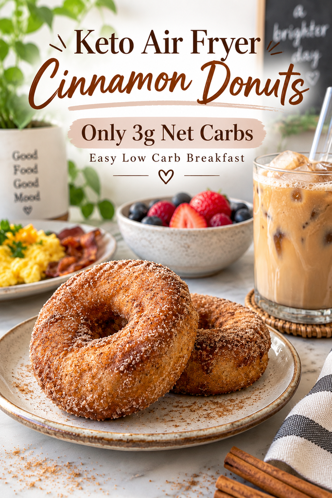 Keto air fryer cinnamon donuts easy low carb recipe with 3g net carbs