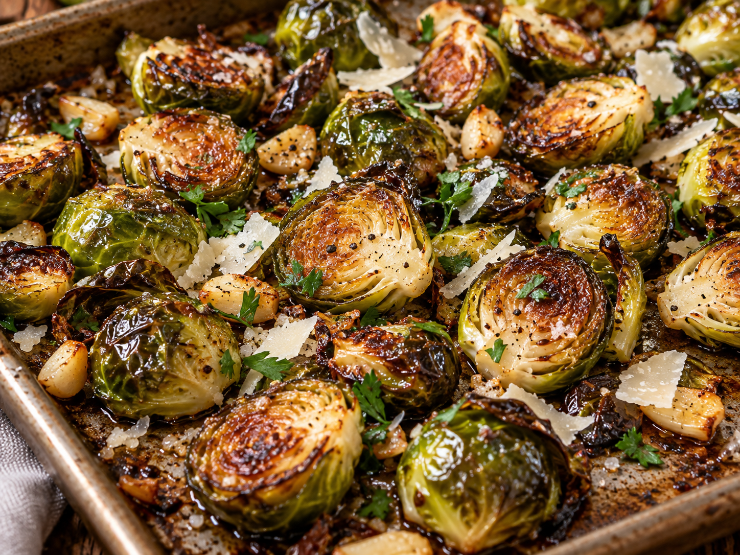 Crispy keto garlic Parmesan roasted Brussels sprouts