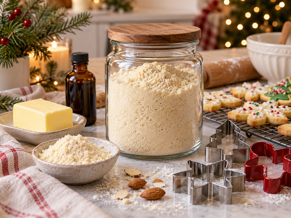 Finely ground almond flour for keto Christmas cookies
