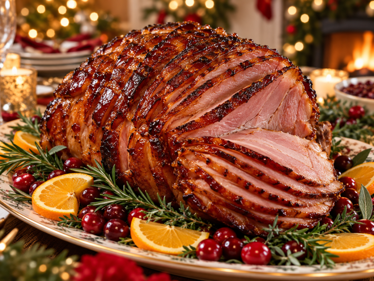 Ingredients for keto Christmas ham with sugar-free glaze