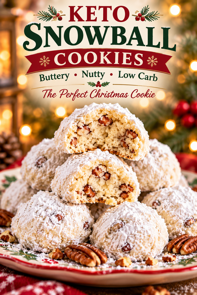 Keto snowball cookies low carb Christmas cookie recipe