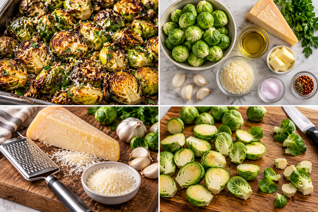 Halved Brussels sprouts ready for roasting